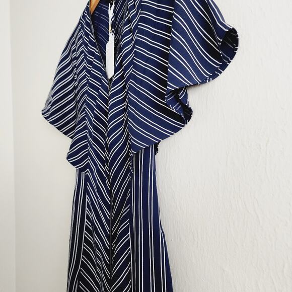 NEW Ted Baker Flissie Zip Front Striped Midi Dress Navy and White - Picture 8 of 14